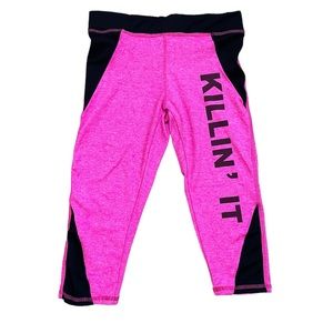 Take A Walk Cropped Pink Leggings Size Large EUC